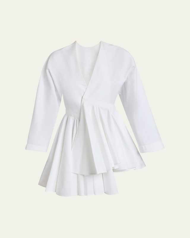 V-Neck Asymmetric Mini Shirtdress